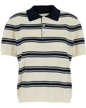 DUNST Striped Polo Knit Cotton - Blue