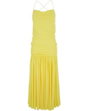 Jacquemus Dress With Straight Neckline And Gathered Waist - Yellow