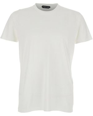 Tom Ford T-Shirt Cotton Silk Ss With Round Neck - White