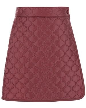 Moncler Bordeaux Miniskirt With Quilted Motif And Logo Patch On The Rear - Red