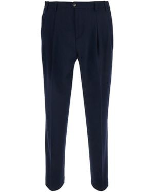 Le Plain Pantalone Con Doppie Pences E Elastico - Blu