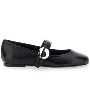 Coperni Ballerine Con Logo Metallico E Cinturino - Nero