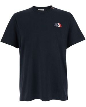Moncler T-Shirt With Logo Print On The Front - Black