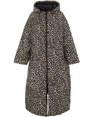 SITTINGSUITS Down Jacket With Leopard Print And Long Design - Gray