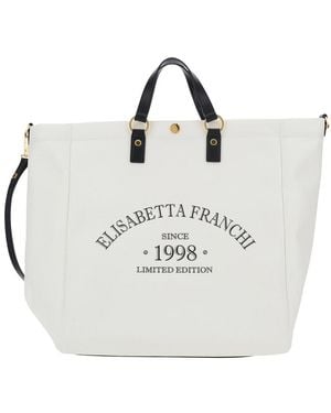Elisabetta Franchi Shopper Bag Leather Handles - White