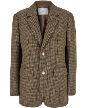 DUNST Giacca Monopetto Con Revers Classici E Motivo Check All-Over In - Verde