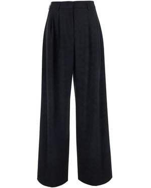 Le Plain Pantaloni Con Plisse Sul Fronte - Blu