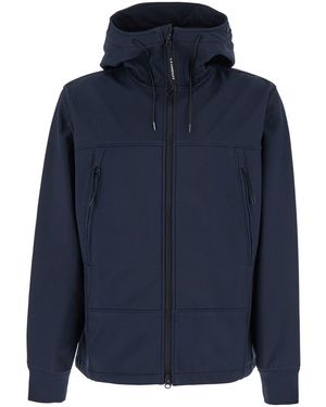 C.P. Company Jacket With Drawstring Hood And Decorative Googles - Blue