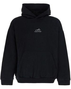 Balenciaga Hoodie With Fixed Hood And Logo Lettering On The Front - Blue