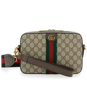 Gucci 'Ophidia' Shoulder Bag With All-Over Gg Supreme Motif - Green