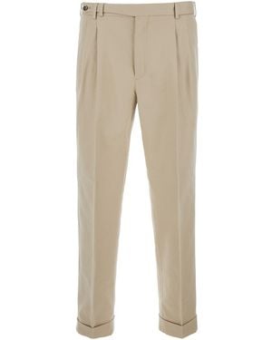 PT Torino Carrot Trousers With Two Pleats - Natural