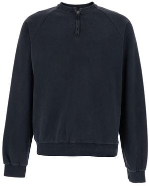 Tonywack Crewneck Sweatshirt With Half Zip Closure On The Front - Blue