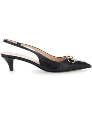 Gucci Décolleté 'Erin' Con Morsetto E Motivo Gg All-Over - Nero