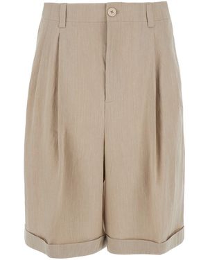 Jacquemus 'Le Short Pastro' Shorts With Turn-Up Hem - Natural