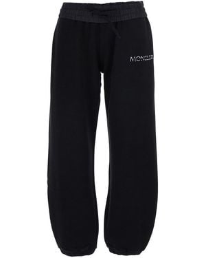 Moncler Trousers With Elasticated Waist And Logo Lettering On The F - Black