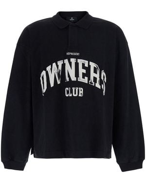 Represent Owners Rugby Top With Polo Collar And Long Sleeves - Black