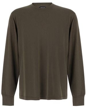 Tom Ford Long Sleeve T-Shirt With Logo On The Front - Green