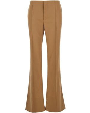 Chloé Flared Trousers With Asymmetric Hem - Natural