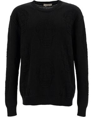 McQueen Skull Motif Cotton Jumper - Black