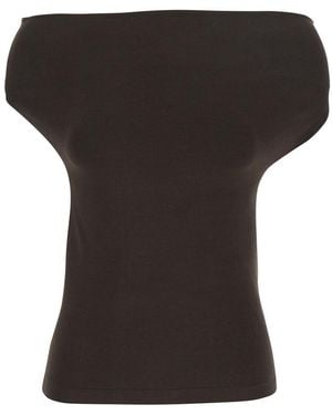 Semicouture Sleeveless Top With Off Shoulder - Black