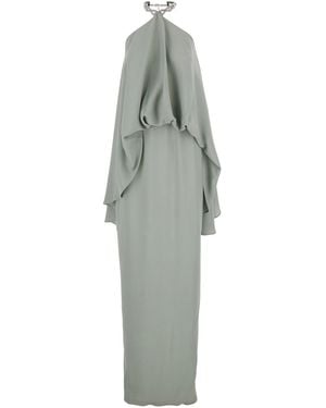 Taller Marmo Long Dress 'Cyclades' With Crystal Choker On The Neck In - Green