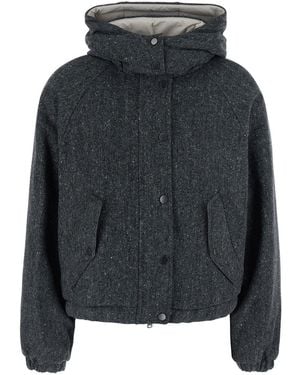 Brunello Cucinelli Puffer Jacket Donegal - Black
