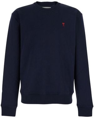 Ami Paris Sweatshirt De Coeur Cotton - Blue