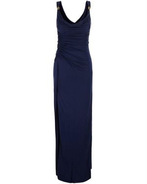 Versace Long Dress With V-Neck - Blue