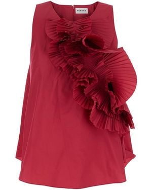 P.A.R.O.S.H. Bordeaux Blouse With Ruffles On The Front - Red