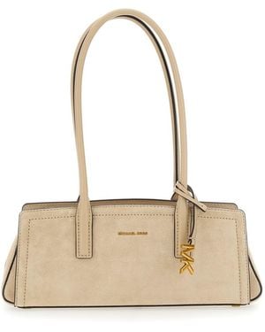 MICHAEL Michael Kors 'Laila' Shoulder Bag With Logo Plate On Fro - Natural