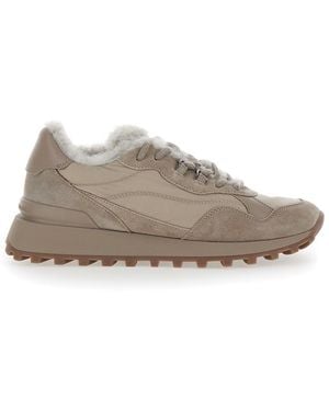 Brunello Cucinelli Trainers With Fur Lining And Logo On The Back - Grey