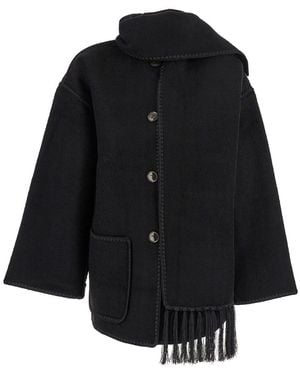TOTEME Jacket With Scarf Detail On The Front - Black