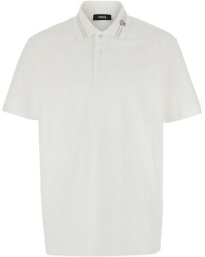 Versace Polo Con Dettaglio Medusa Sul Colletto - Bianco