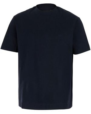 Emporio Armani Cotton T-Shirt With Round Neck And Short Sleeves F - Blue