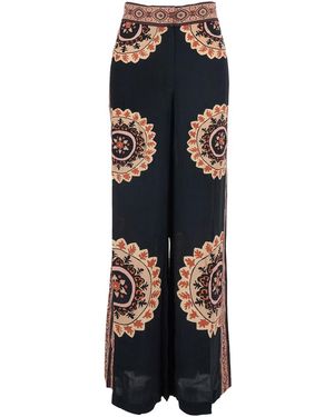 Ba&sh Pantaloni 'Valla' Con Vita Elasticizzata E Motivo Floreale All-O - Blu