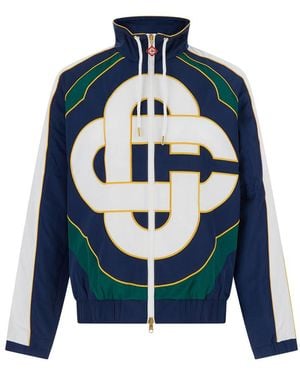 CASABLANCA Giacca Con Design Colorblock E Maxi Logo Sul Fronte - Blu