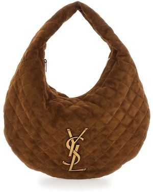 Saint Laurent Shoulder Bag 'Icare' With Cassandre Plate On Front - Brown