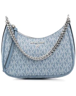 MICHAEL Michael Kors Borsa a mano con monogramma m michael kors azzurra in tela cerata con tracolla a catena argento - Blu