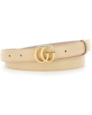 Gucci Flat Gg Marmont Belt - Natural
