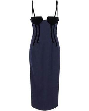 Sportmax Abito Midi 'Anemone' Con Scollo Stile Bustino E Spacco Sul Re - Blu