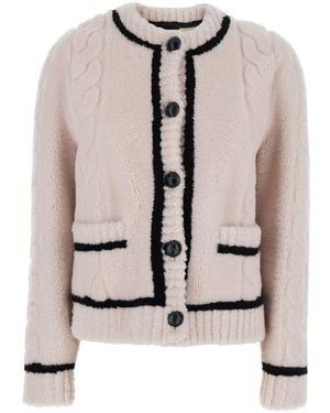 Blancha Cardigan Girocollo Con Chiusura Con Bottoni E Tasche Sul Front - Neutro