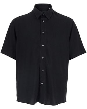 Low Brand Shirt With Short Sleeves And Classic Collar - Black