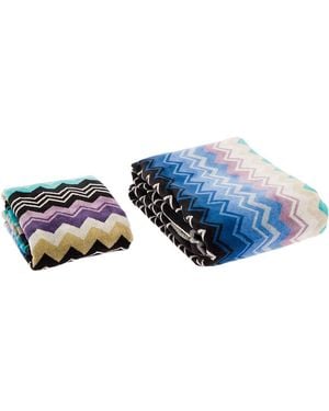 Missoni Giacomo Set Of Two Zig Zag Cotton Towels Misso - Blue
