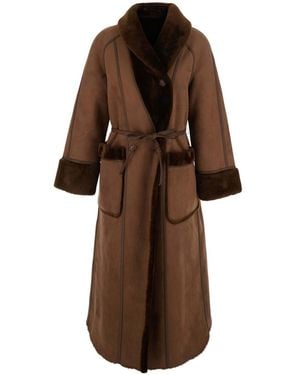 Urbancode Merino A Line Swingcoat With Notched Revers And Long Sleeves - Brown
