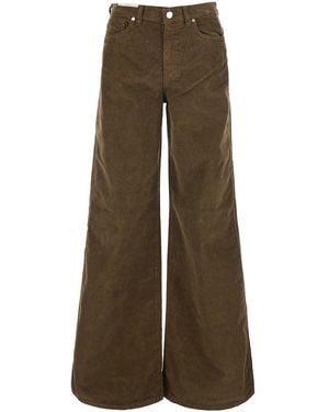 PT Torino Cindy Soft Stretch Corduroy Trousers With High Waist And Pocket - Brown