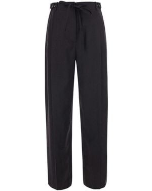 Tela 'Fox' Pants With Front Drawstring And Button Closure On The - Blue