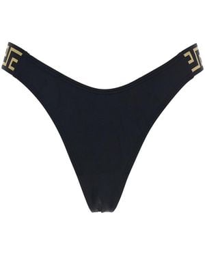 Versace Slip Bikini Con Dettaglio Con Motivo A Greca E Taglio Sgambato - Blu