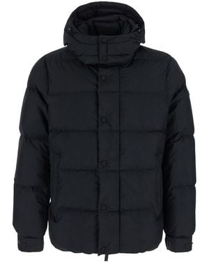 Heskimo Short Down Jacket With Zip And High Collar - Blue