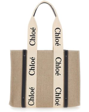 Chloé Calfskin Tote Bag - Natural