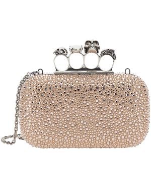 McQueen 'Four Ring' Clutch With Skull-Shaped Studs And - Pink